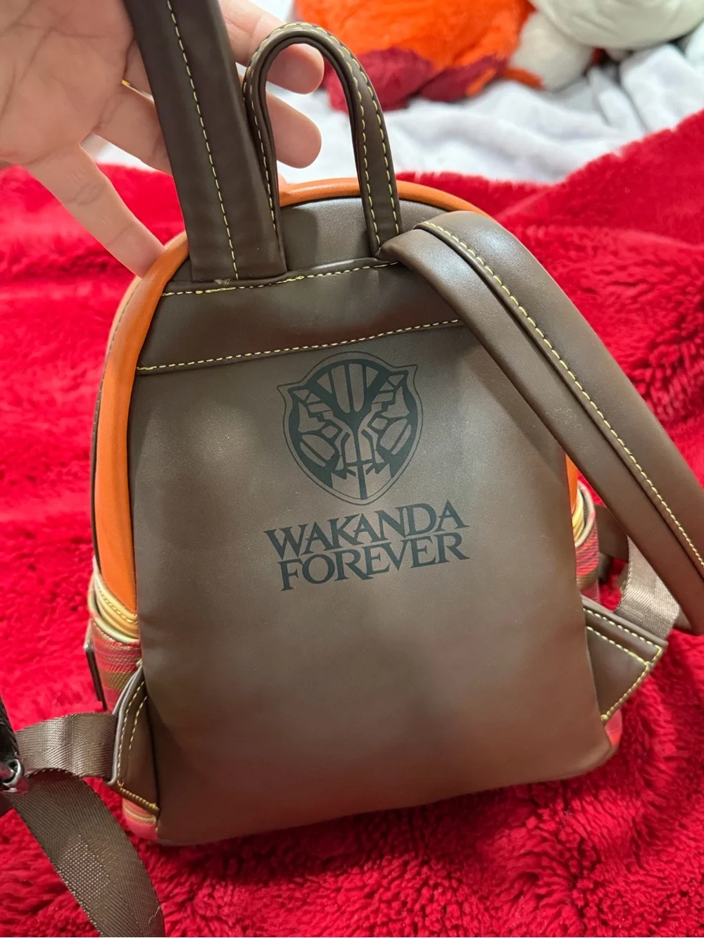 Stylized Orange & Brown Mini Backpack - Unbranded